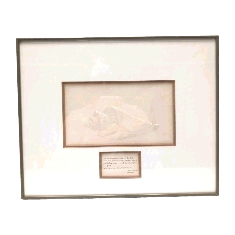 T. Benni Embossed Seashell Relief Art Framed - Samuel Rogers Poem "Human Life"